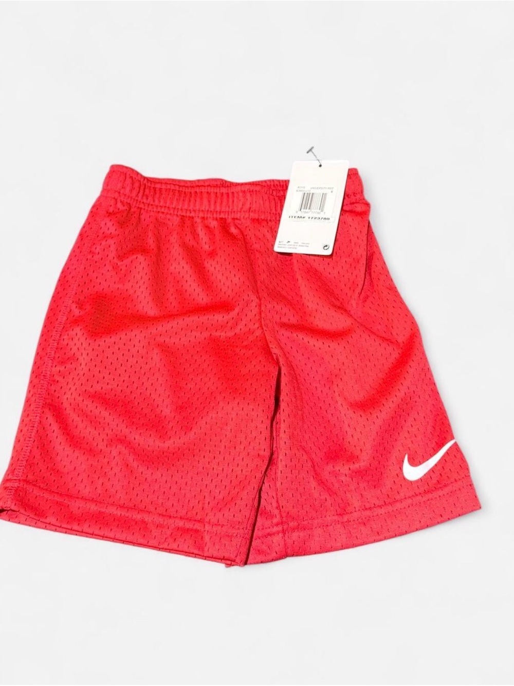 Nike Kids Bright Red Mesh Athletic Shorts with White Swoosh